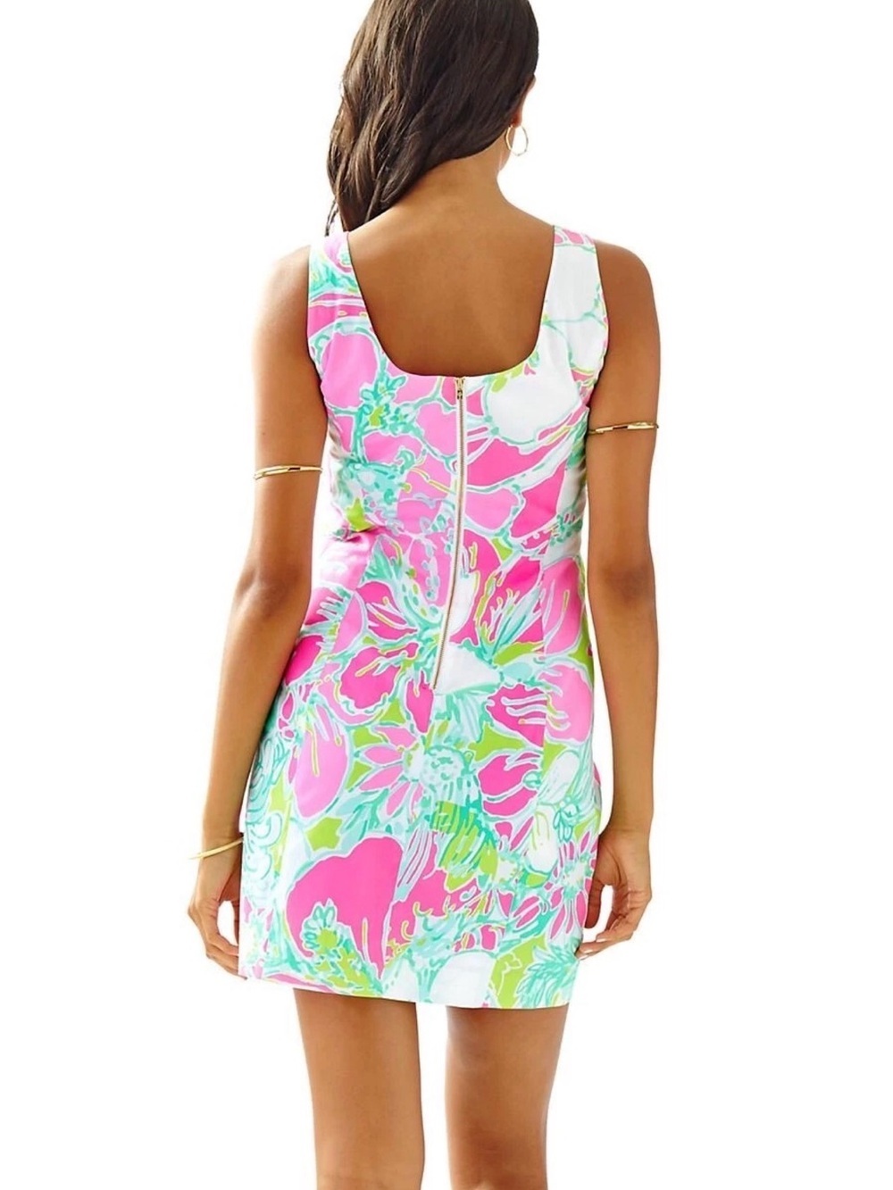 Lilly Pulitzer Cathy Shift Dress Dont Give A Cluck Cotton Resort Pink Green Sz 6 - Picture 5 of 11
